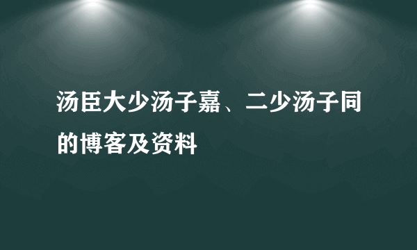 汤臣大少汤子嘉、二少汤子同的博客及资料