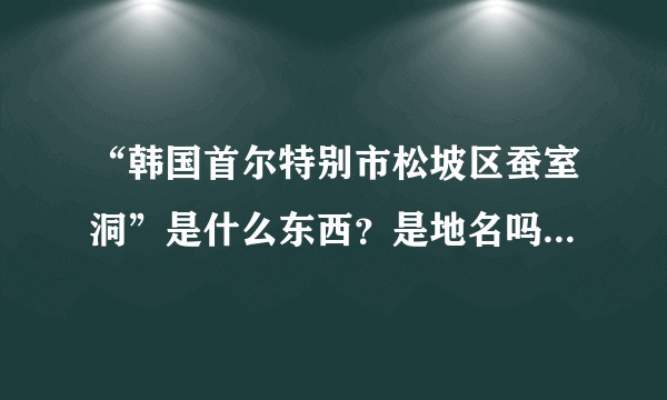 “韩国首尔特别市松坡区蚕室洞”是什么东西？是地名吗？还是什么？