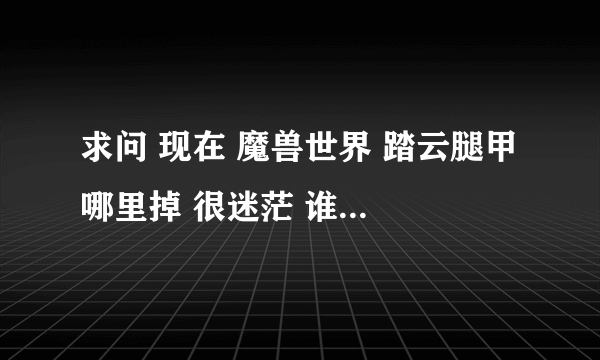 求问 现在 魔兽世界 踏云腿甲 哪里掉 很迷茫 谁能告诉下？