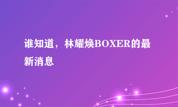 谁知道，林耀焕BOXER的最新消息