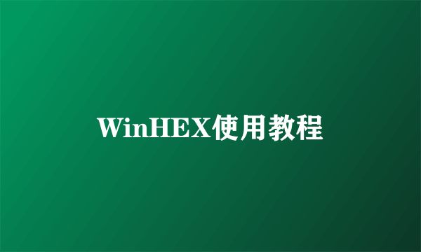 WinHEX使用教程