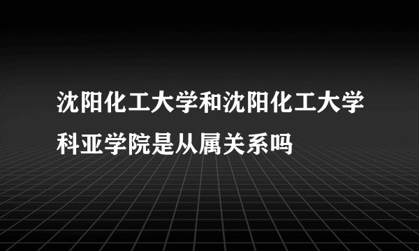 沈阳化工大学和沈阳化工大学科亚学院是从属关系吗