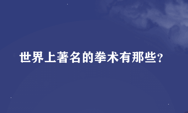 世界上著名的拳术有那些？