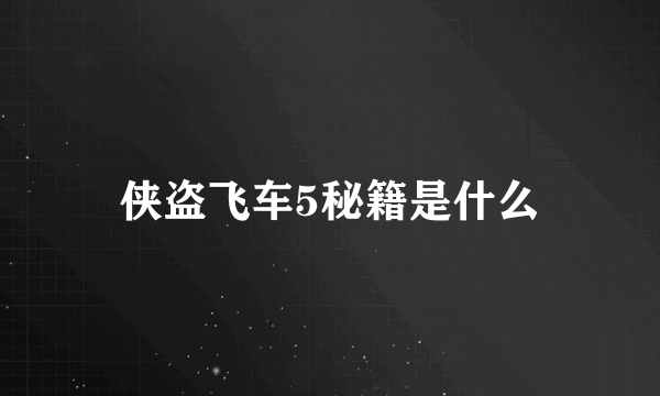 侠盗飞车5秘籍是什么