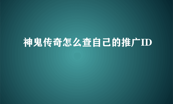 神鬼传奇怎么查自己的推广ID