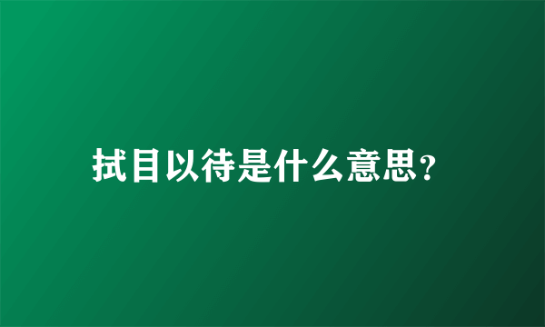 拭目以待是什么意思？