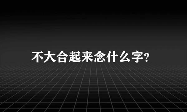 不大合起来念什么字？