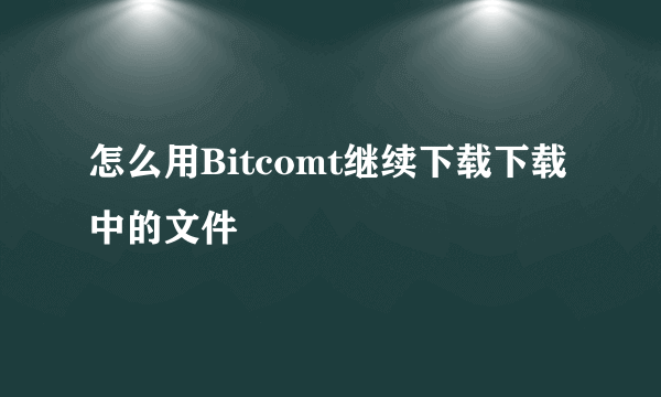 怎么用Bitcomt继续下载下载中的文件