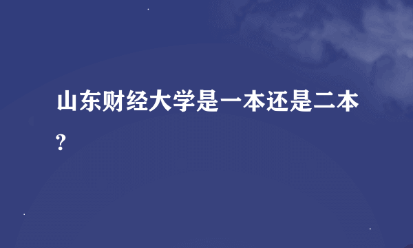 山东财经大学是一本还是二本?