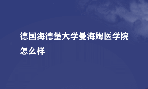 德国海德堡大学曼海姆医学院怎么样