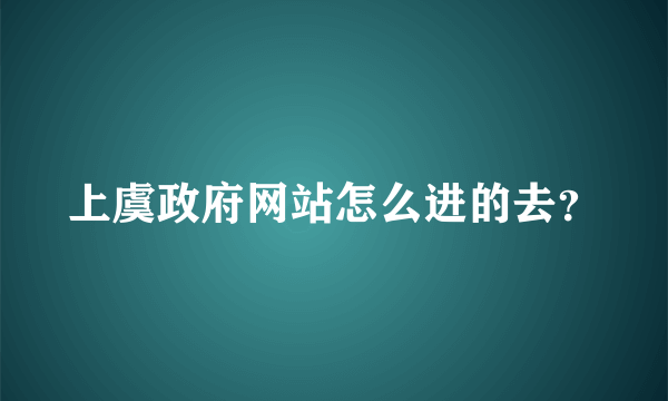 上虞政府网站怎么进的去？