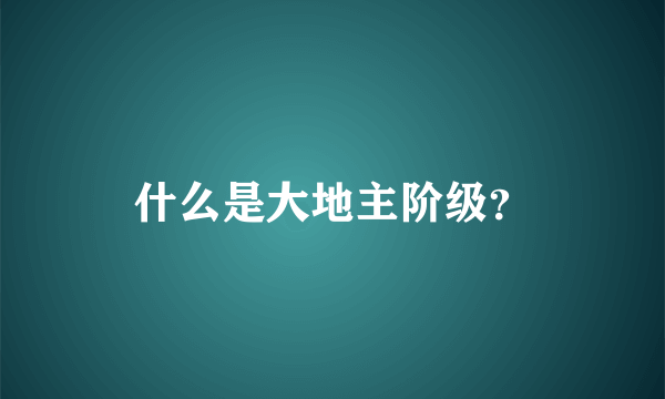 什么是大地主阶级？