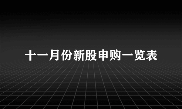 十一月份新股申购一览表