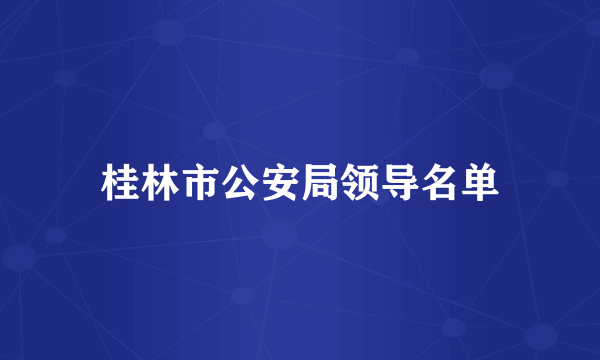 桂林市公安局领导名单