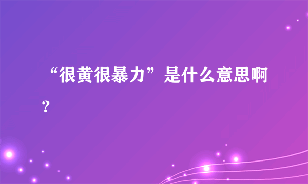 “很黄很暴力”是什么意思啊？