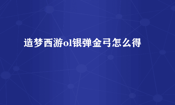 造梦西游ol银弹金弓怎么得