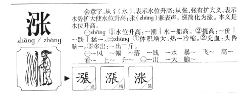 涨的组词有哪些?