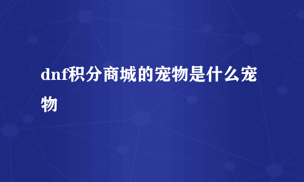 dnf积分商城的宠物是什么宠物