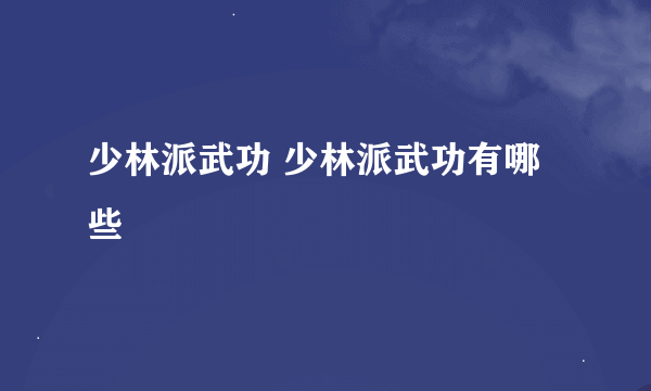 少林派武功 少林派武功有哪些