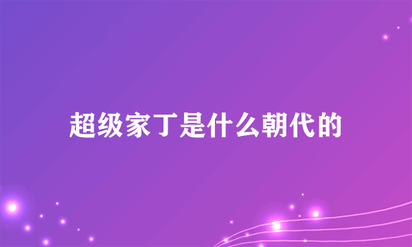 超级家丁是什么朝代的