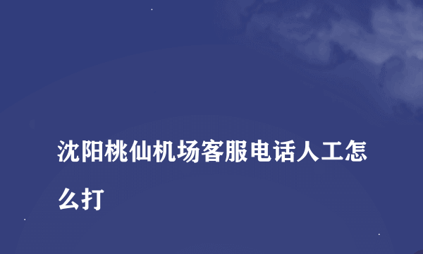 
沈阳桃仙机场客服电话人工怎么打

