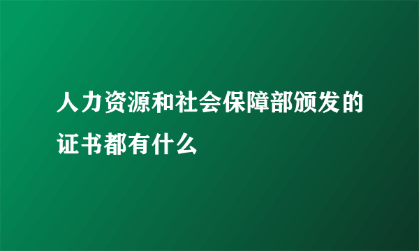 人力资源和社会保障部颁发的证书都有什么