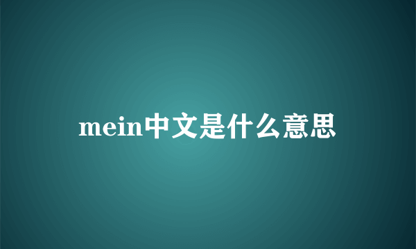 mein中文是什么意思