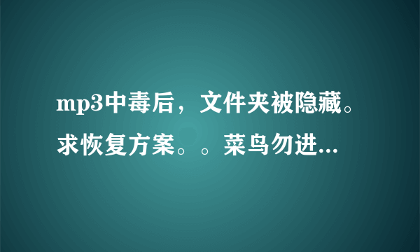 mp3中毒后，文件夹被隐藏。求恢复方案。。菜鸟勿进！（文件夹占用空间正常）