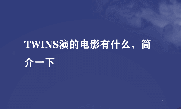 TWINS演的电影有什么，简介一下