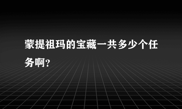 蒙提祖玛的宝藏一共多少个任务啊？