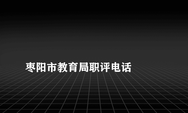 
枣阳市教育局职评电话

