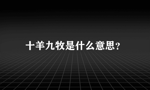 十羊九牧是什么意思？