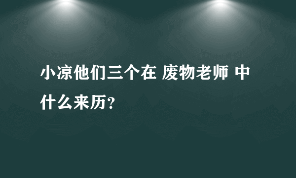 小凉他们三个在 废物老师 中什么来历？