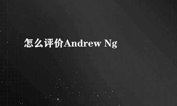 怎么评价Andrew Ng