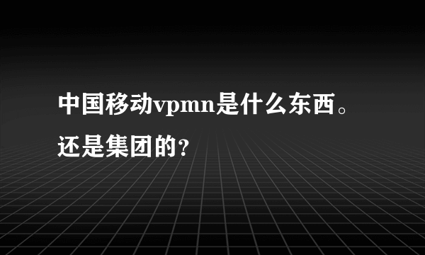 中国移动vpmn是什么东西。还是集团的？