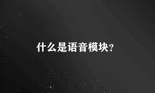 什么是语音模块？