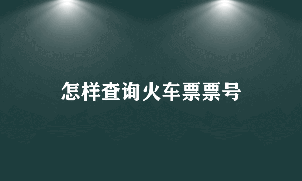 怎样查询火车票票号