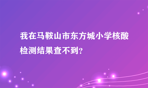 我在马鞍山市东方城小学核酸检测结果查不到？