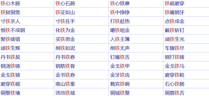带有“铁流”的成语有哪些？