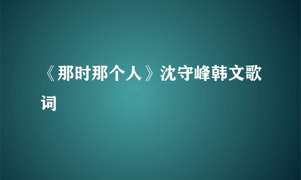 《那时那个人》沈守峰韩文歌词