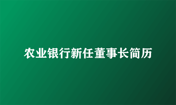 农业银行新任董事长简历