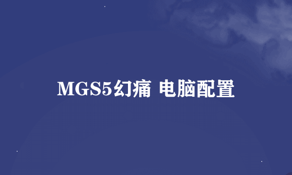 MGS5幻痛 电脑配置