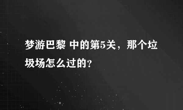 梦游巴黎 中的第5关，那个垃圾场怎么过的？