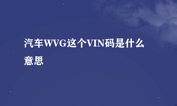 汽车WVG这个VIN码是什么意思