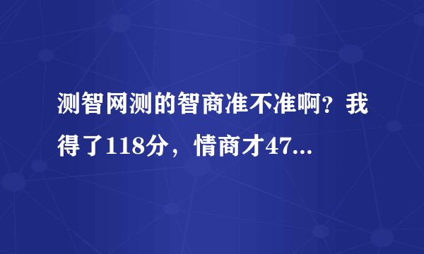 测智网测的智商准不准啊？我得了118分，情商才47分、我怀疑是不是假的，就是娱乐娱乐啊？