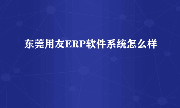 东莞用友ERP软件系统怎么样