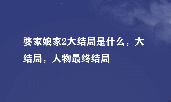 婆家娘家2大结局是什么，大结局，人物最终结局