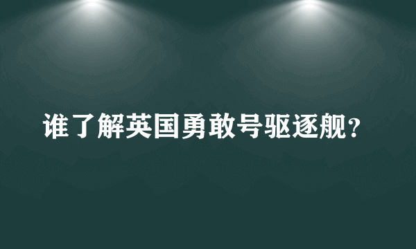 谁了解英国勇敢号驱逐舰？