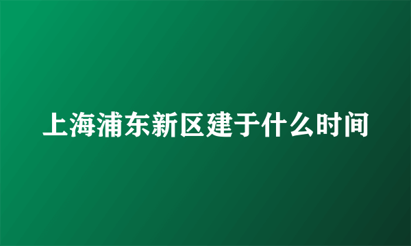 上海浦东新区建于什么时间