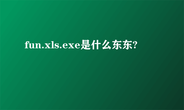 fun.xls.exe是什么东东?